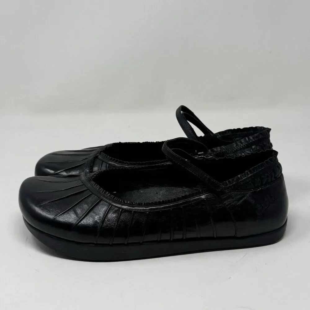 Earth Kalso Pirouette 3 Shoes Womens 9.5 Black Leather Mary Jane Scalloped Boho